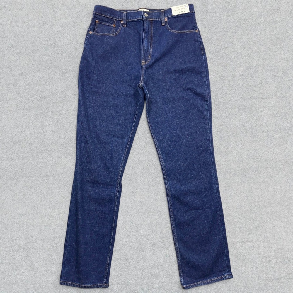 Abercrombie & Fitch Slim Straight‎ Jeans Women's 32/14 Blue Denim High Rise NWT